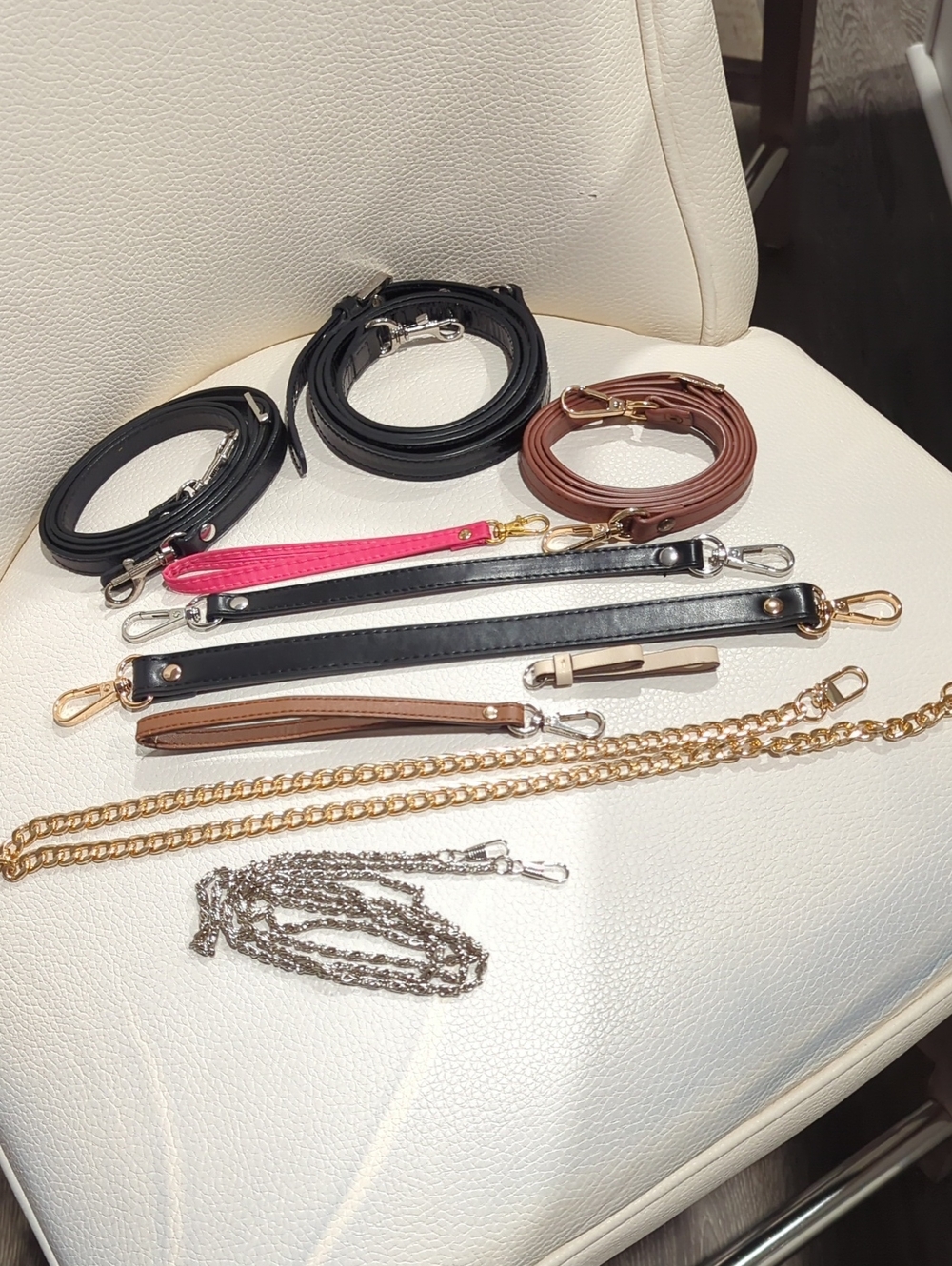 Interchangeable Purse Strap Set with Pink, Black, Brown & Gold Options